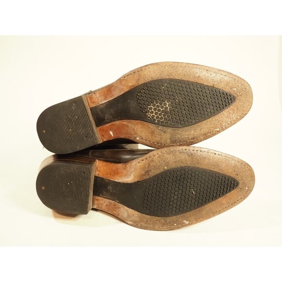 Frye Dark Brown Leather Buckle Pull-On Cowboy Boots, Size 6 (US) - Picture 6 of 9